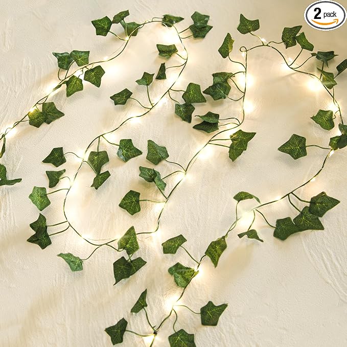 Vine with Fairy Lights, 2 Pack 40LEDs Vine Lights Green Ivy Vines String Lights by NWLIGHT