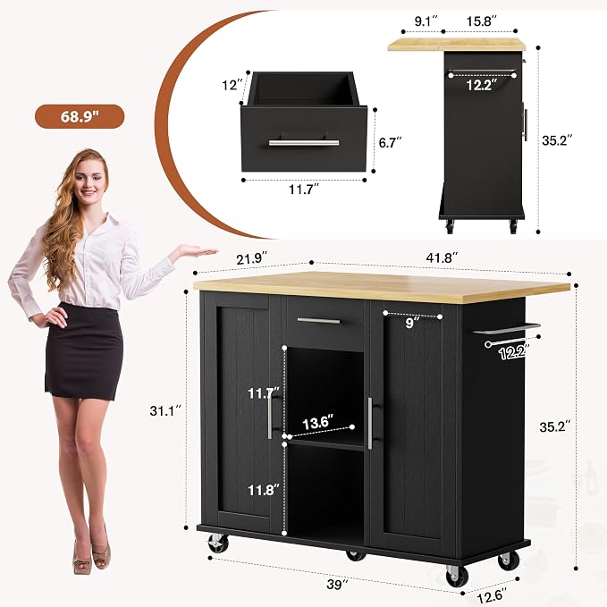 JY QAQA 42" Kitchen Island - Image 2