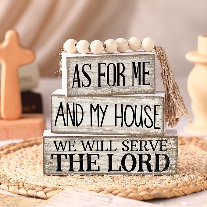 Yuntau 4 Pcs Farmhouse Christian Decor Farmhouse Bible Verse Tiered Tray Decor - Image 3