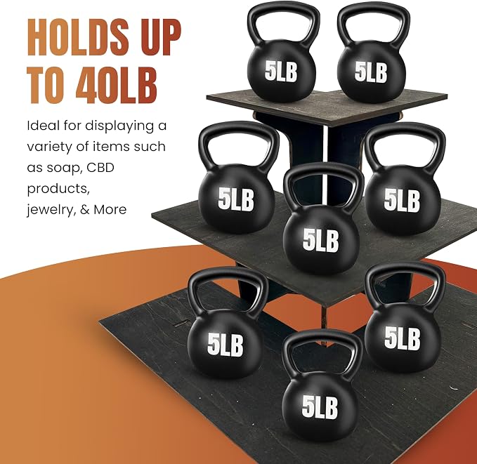 Torched 3-Tier Ebony Retail Table Display Corner Stand - Image 3