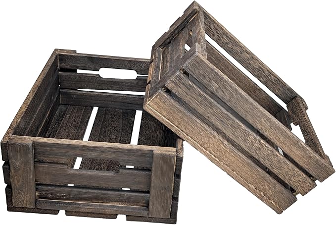 ARTAWEIN Set of 2 Rustic Wooden Crates by ARTAWEIN