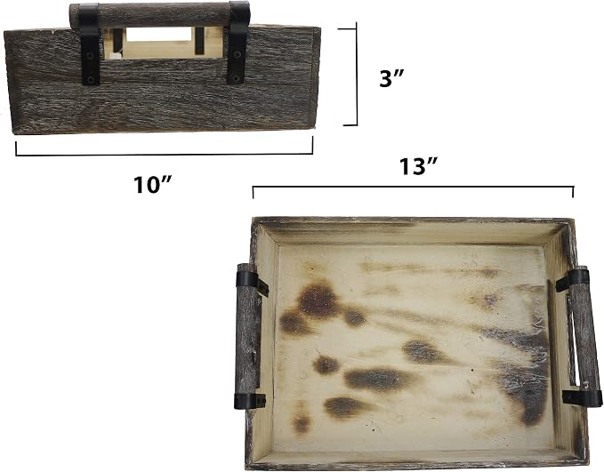 Admired By Nature 13.75 inch Wooden Rustic Décor Serving Tray - Image 6