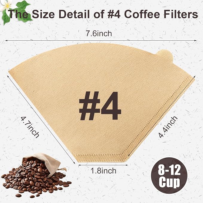 240Pcs Coffee Filters #4, Unbleached Natural Coffee Filters 8-12 Cup, - Image 2
