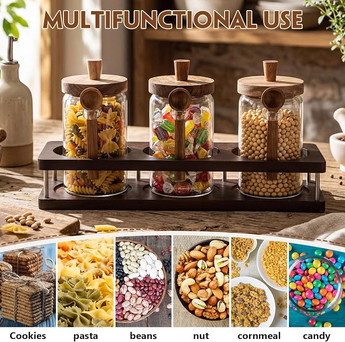 Suclain 3 Pcs Glass Coffee Bean Container 29 oz Airtight Coffee Canister - Image 5