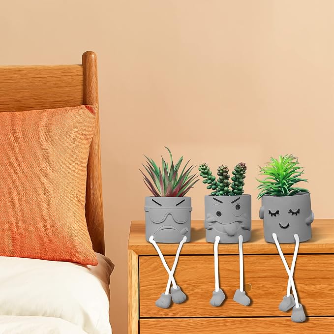 Zerzsy 3 Pack Faux Plants Small Artificial Succulents, Fake Plant Modern - Image 8