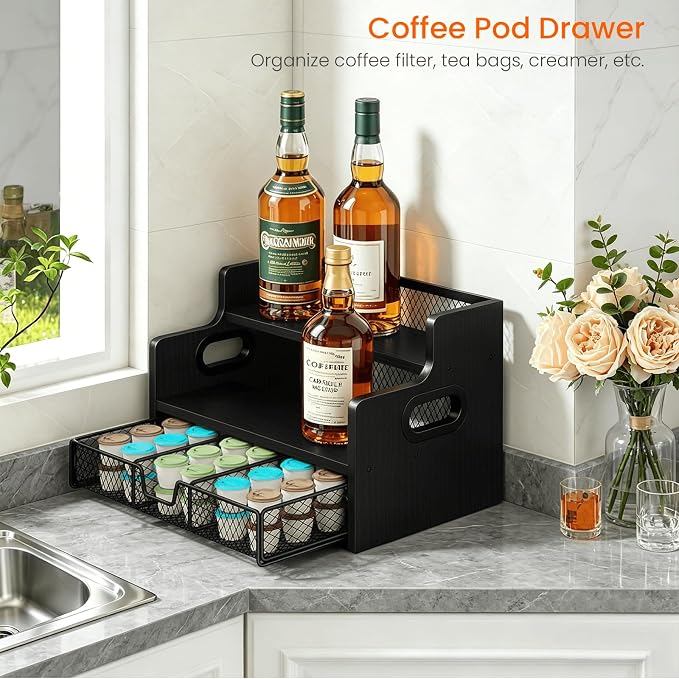 Homode Coffee Syrup Organizer Rack, 3-Tier Syrup Holder Stand - Image 6