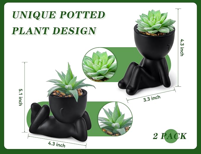 Der Rose 2 Pack Fake Plants Succulent Plants Artificial - Image 2