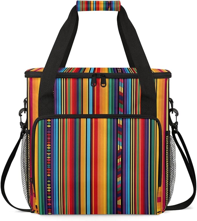 Boho Colorful Striped Coffee Maker Carring Bag, Large Insulated Storage by Home