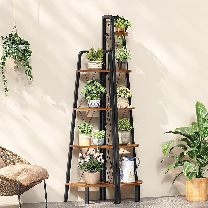 HOOBRO Corner Shelf, 4-Tier Corner Shelf Stand, 53.5" Tall Ladder Bookshelf - Image 9