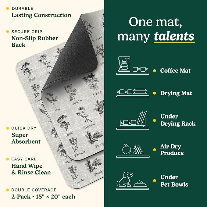 Cuisinart Coffee Mat for Countertop–Quick-Dry Absorbent Coffee Bar Mat for - Image 3