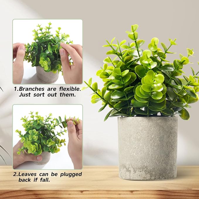 Artificial Mini Plants Set of 4, Small Faux Plants in Pots - Image 6