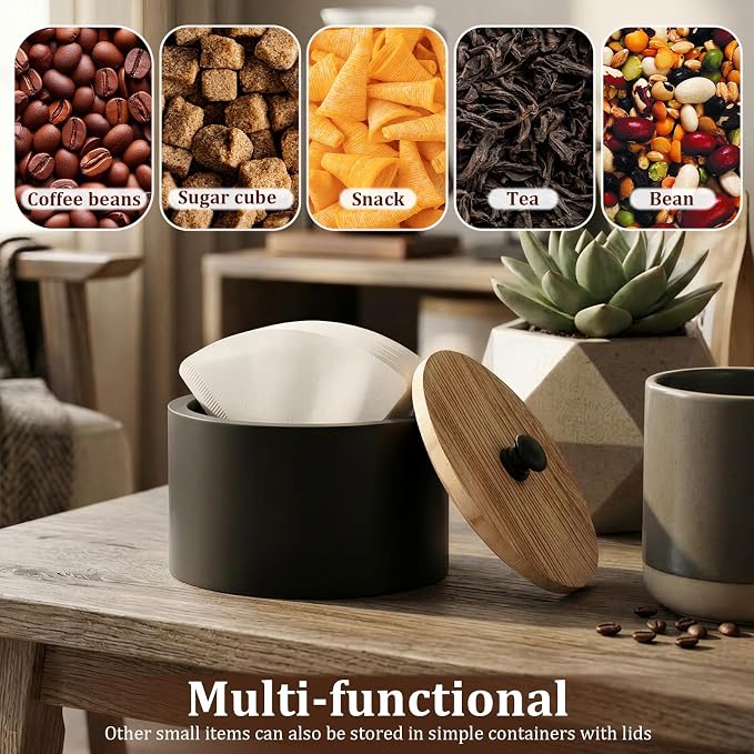 Coffee Filter Holder, Wooden Large Capacity Rustic Coffee Filter Storage Case - Image 6