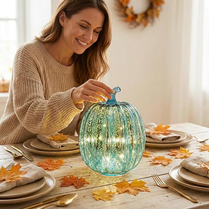 Mercury Glass Pumpkin Light - Image 7