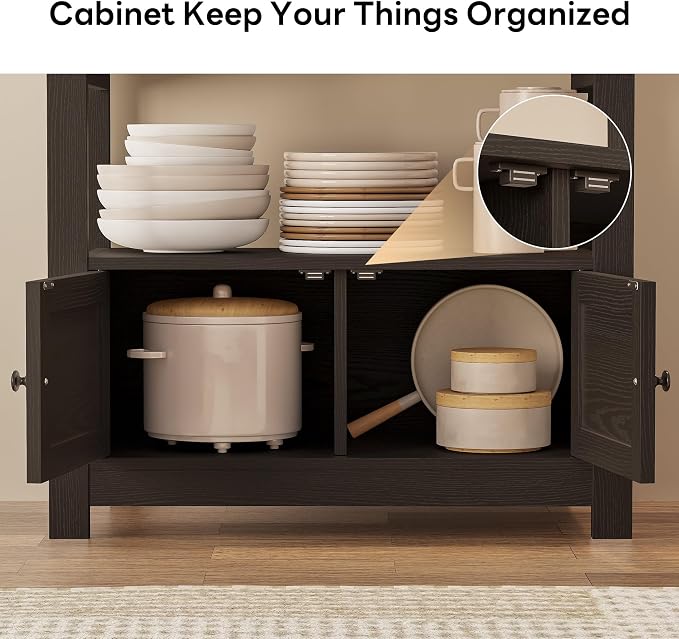 LIKIMIO Baker Rack with Spill-Safe Power Outlet & Drawer, Coffee Bar Cabinet - Image 8