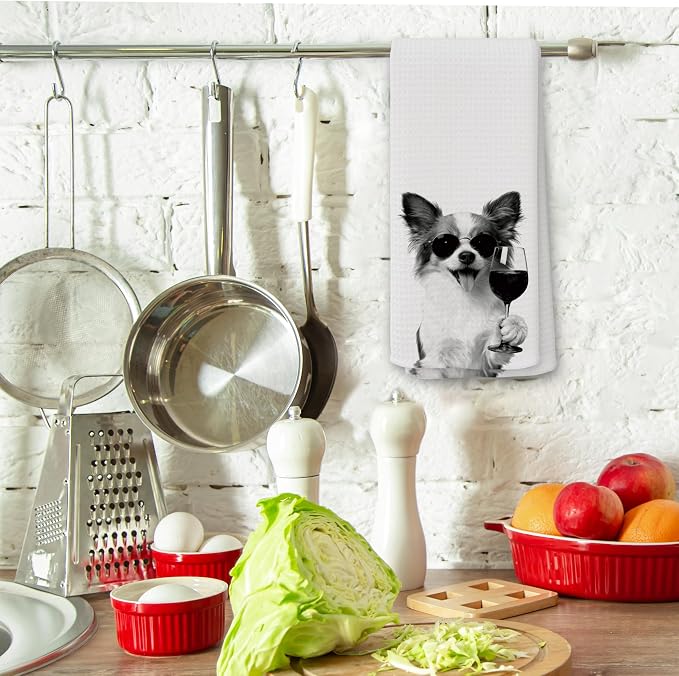 Funny Papillon Wine Kitchen Towels, Gifts - Image 3