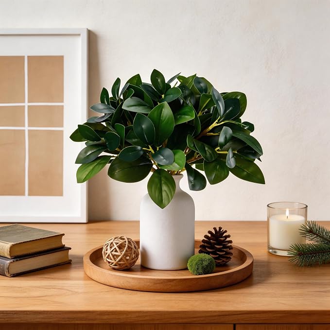 12 Inch Artificial Plant Indoor, Small Fake Plants Eucalyptus Stems - Image 2