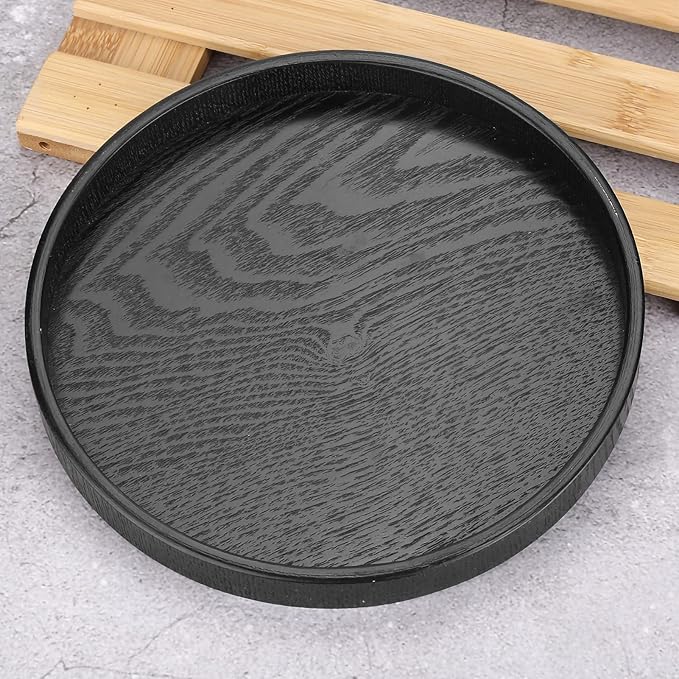 Yinhing Round Tray, Coffee Table Tray Food Meals Serving Plate Restaurant Wood - Image 6