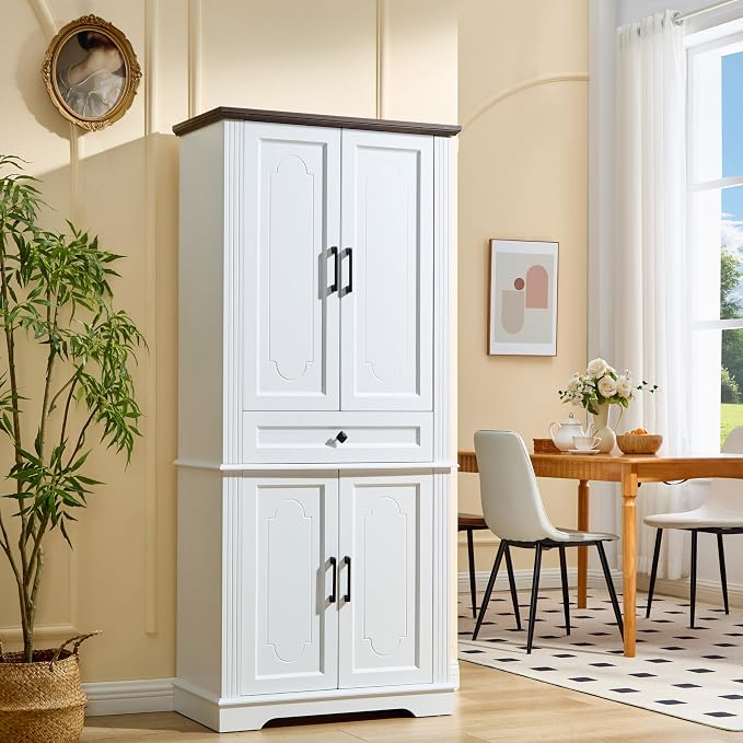 71" White Tall Pantry Cabinet by LIDYUK