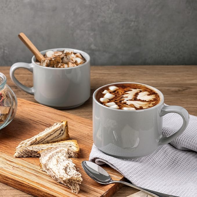 GBhome 14 OZ Coffee Mugs Set of 6, Stackable Ceramic Mugs - Image 5