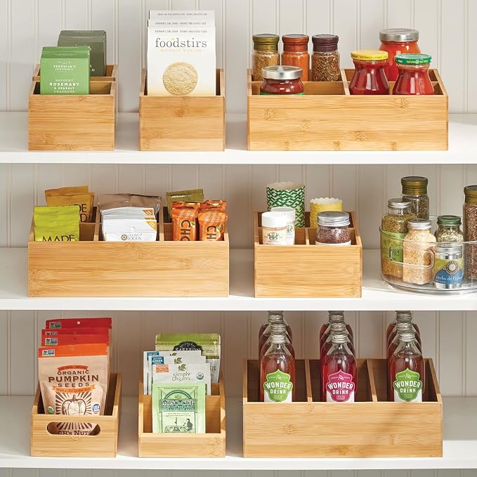 mDesign Bamboo Wood Organizer Storage Bin Box - Image 3