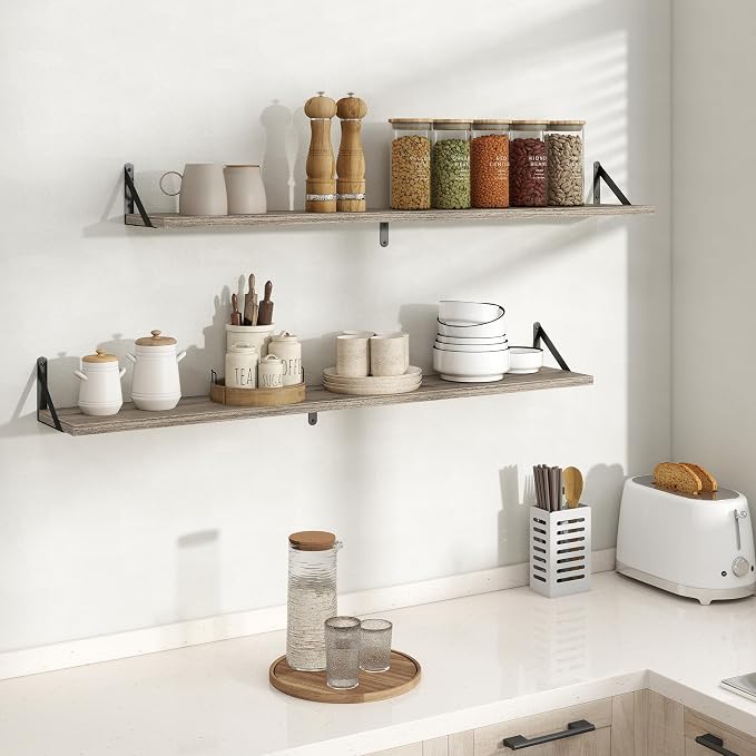 Floating Shelves 8 Inch Deep, 48W x 8D Wall Shelf Set of 2, 70 lbs Heavy Duty - Image 2