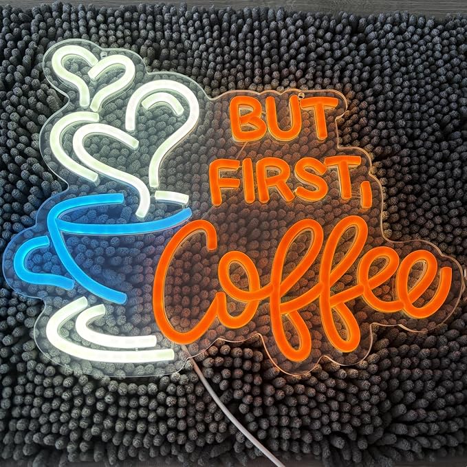 But First Coffee Neon Sign Large 5V USB Powered Acrylic Neon Lights - Image 3