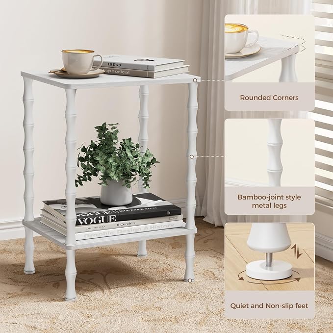 Vintage Small Side Table, 21.9 Inch Living Room End Table, 2-Tier Coffee Table - Image 6
