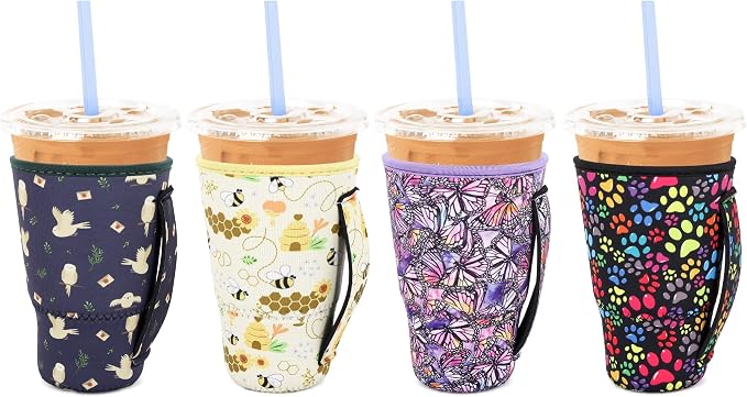 4 Pack Neoprene Cup Sleeves by Snowso