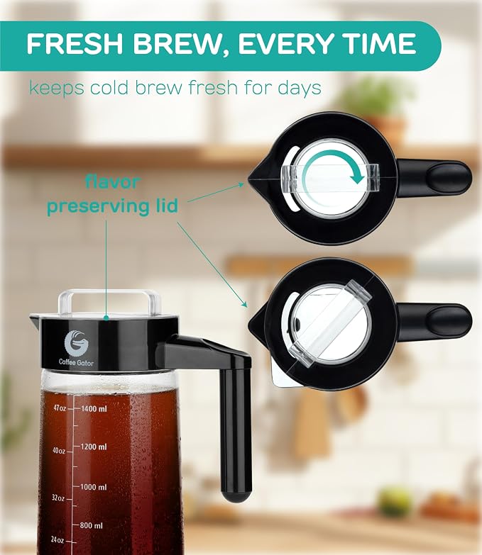 Coffee Gator Cold Brew Coffee Maker - 47 oz Iced Tea and Iced Coffee Maker and - Image 4