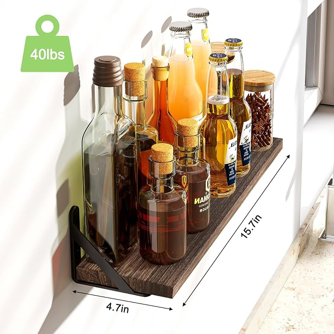 Fixwal Floating Shelves, Width 4.75in Rustic Wood Wall Shelves Set of 8 - Image 3