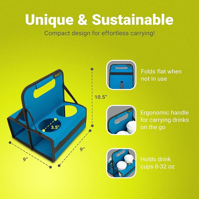 meori Reusable Drink Carrier 4 Cup, Take Out Cup Carrier, Collapsible, Coffee - Image 5