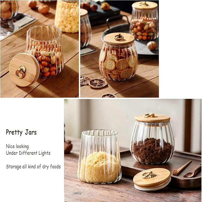 FANTESTICRYAN Glass Coffee Nuts Canister Airtight Storage Jar Petal Decorative - Image 7