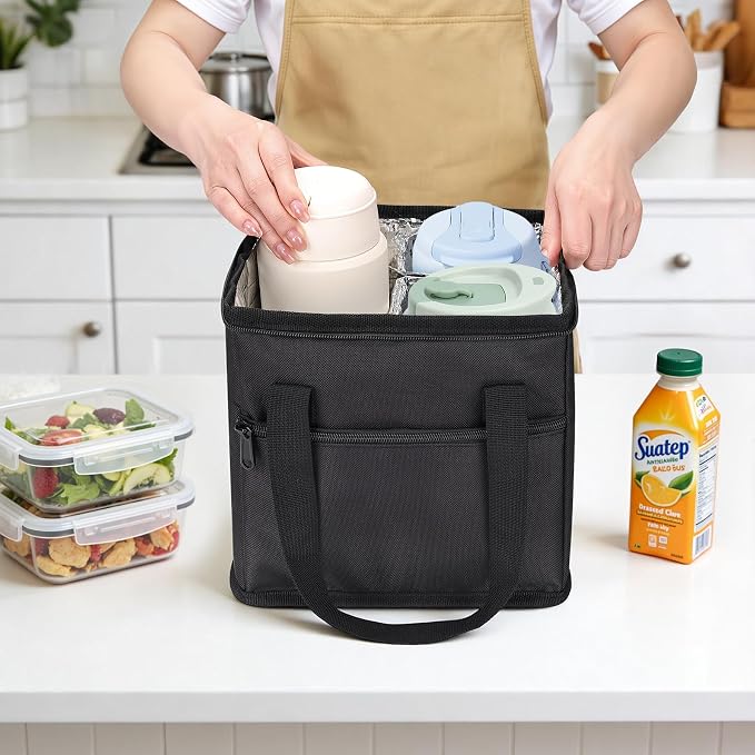 Reusable Drink Carrier with Handle, Tip-Resistant 4 Cup Insulated Bag, - Image 5