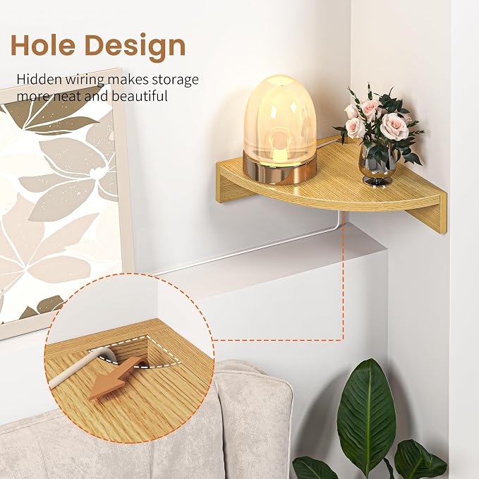 Fun Memories Corner Shelf Wall Mount, Wood Floating Corner Shelves, Corner Wall - Image 4