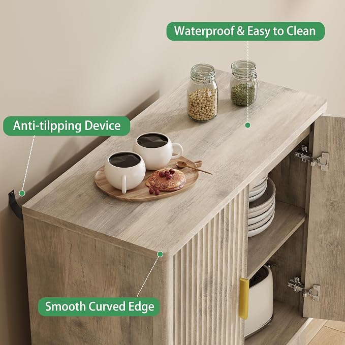 Xixini Fluted Sideboard Buffet Cabinet - Image 5