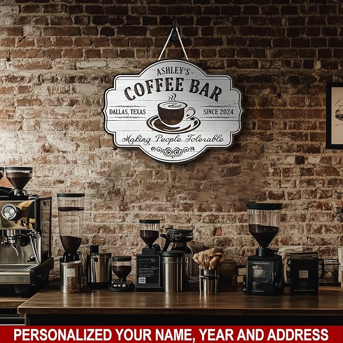 THUYPT Personalized Coffee Sign, Coffee Wooden Sign Plaque Wall Hanging Coffee - Image 3