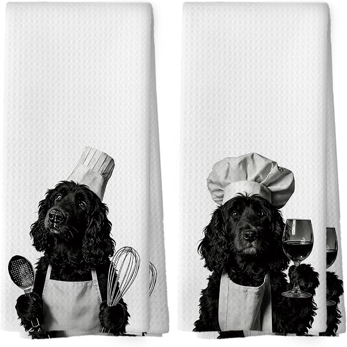 Cocker Spaniel Kitchen Towels Set of 2, Dog Kitchen Accessories, Bar Decor by Mcehtle