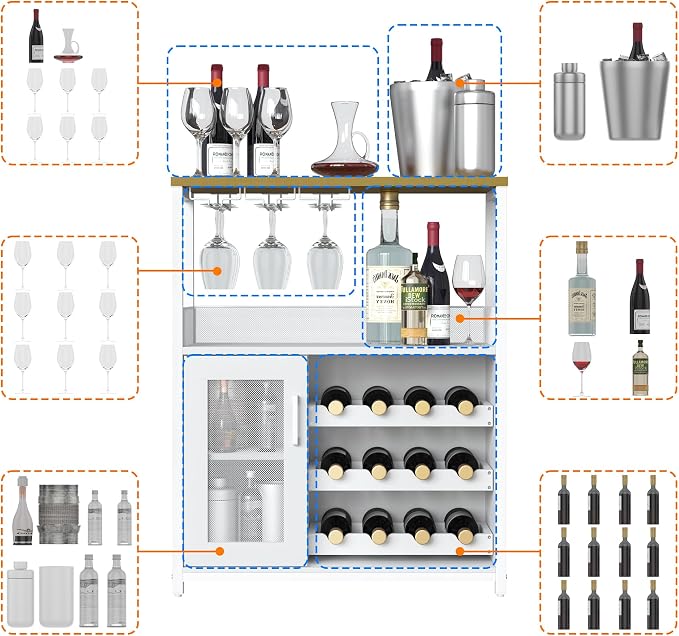 OUTLANE 3-Tier Wine Bar Cabinet - Image 6