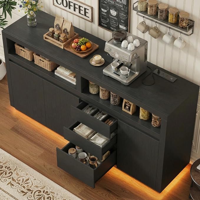 FOTOSOK 63" Sideboard Buffet Cabinet - Image 7
