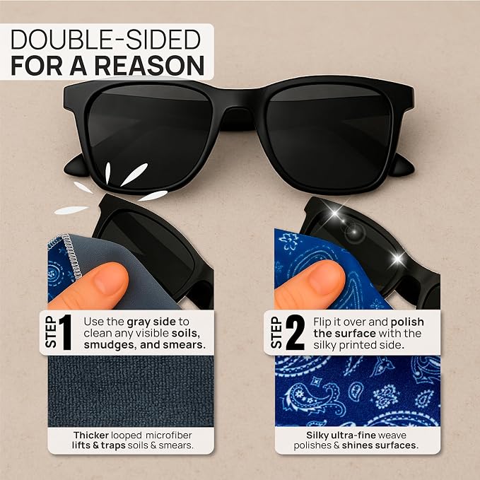 Microfiber Wholesale Quick Cloth Glasses Cleaning Cloths–5x7 Paisley Blue 2-Pack - Image 3