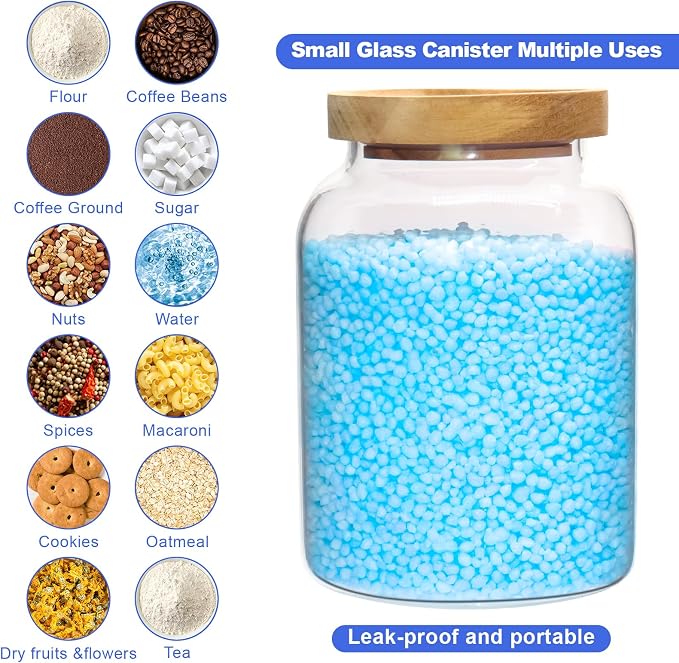Glass Jar with Spoon Wooden Lid Clear Coffee Ground Containers Set Borosilicate - Image 3