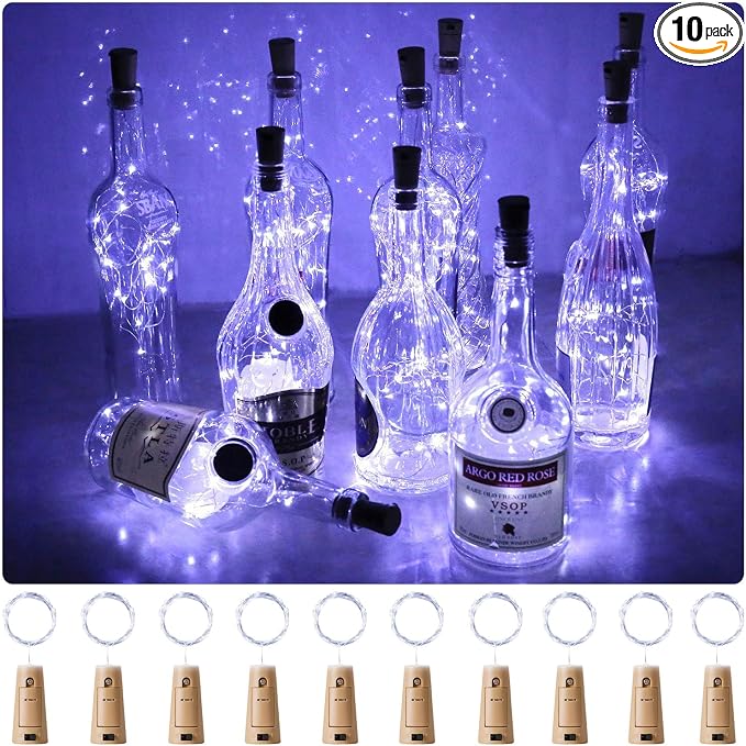 Aluan Wine Bottle Lights with Cork, Christmas Lights 10 Pack 20 LED Mini Fairy by Aluan