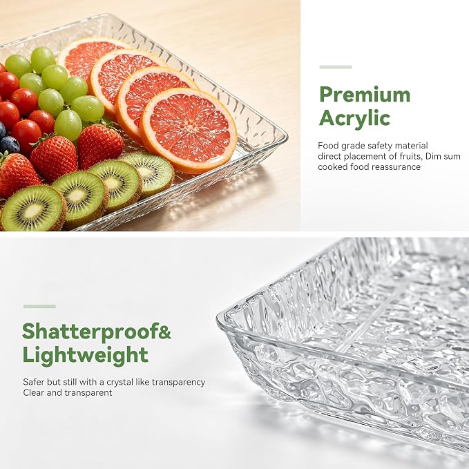 Clear Serving Trays for Party 2 Pack, 15x11 Acrylic Food Platters | 2 pack - Image 3