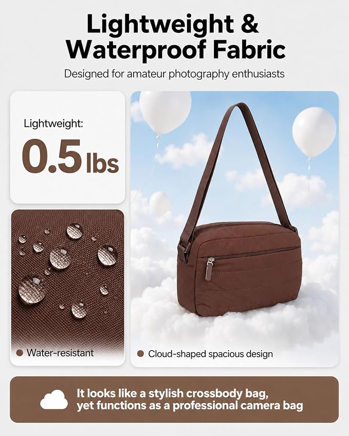 FHELAD Small Crossbody Bag for Women, Compact Puffer Camera Bag - Image 5
