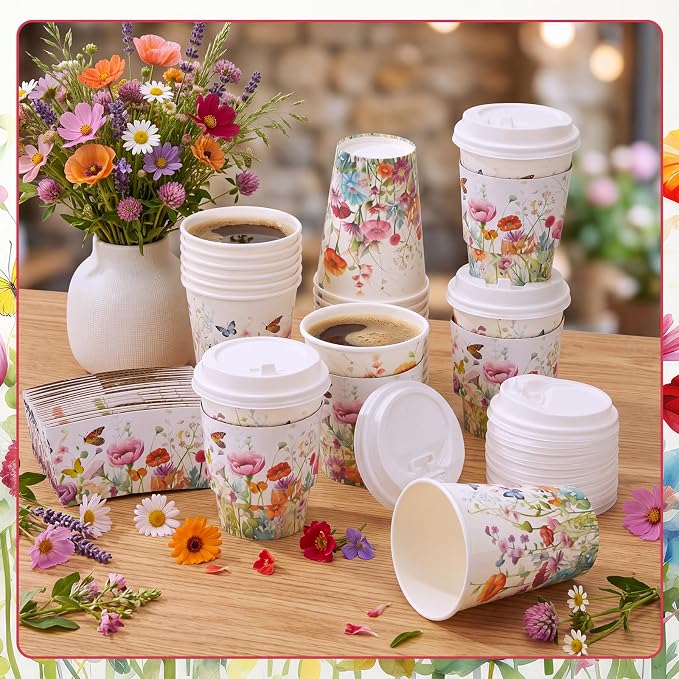 Mimorou 48 Sets Wildflowers Coffee Cups - Image 7