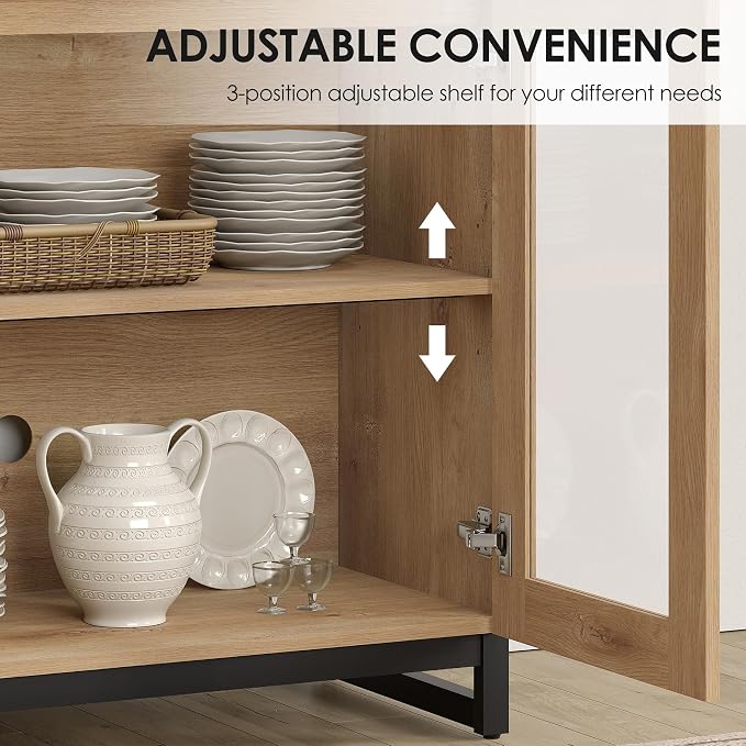 WAMPAT Sideboard Buffet Cabinets, Modern Credenza Sideboard - Image 5