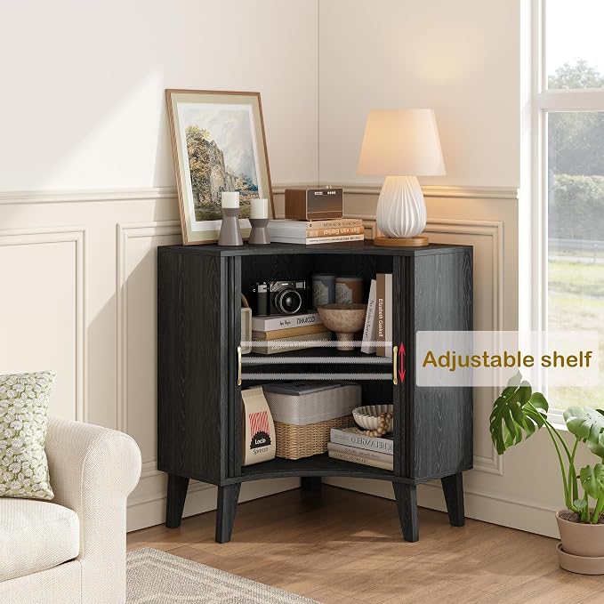 Fluted Corner Cabinet, Small Corner Floor Cabinet - Image 4