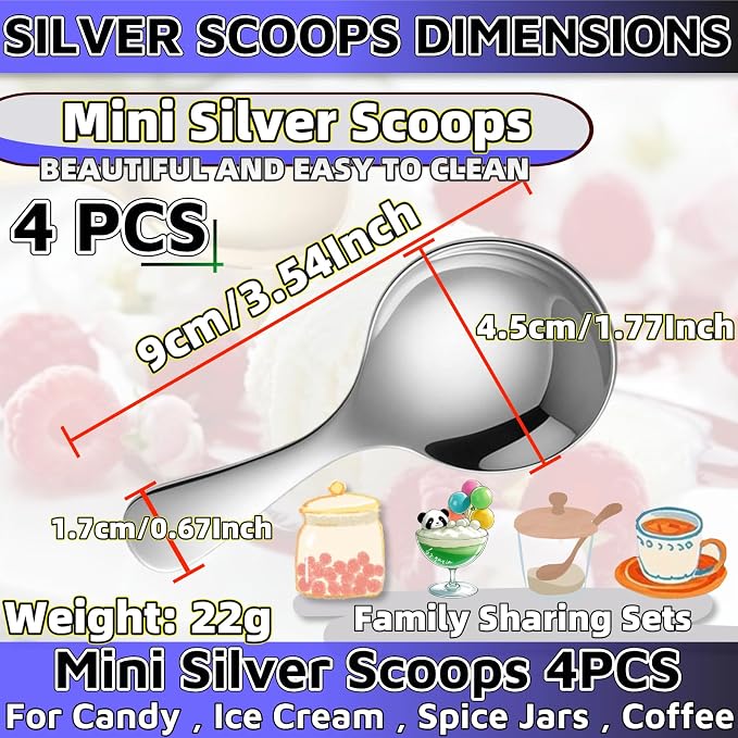Mini Scoop Spoons 4PCS，Mini Scoops - Image 2