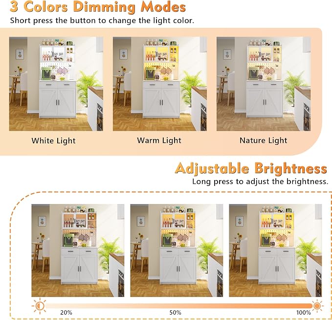 Gurexl 64" Farmhouse Kitchen Pantry - Image 4