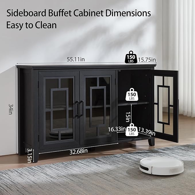 Joaxswe Large Sideboard Buffet Cabinet - Image 2